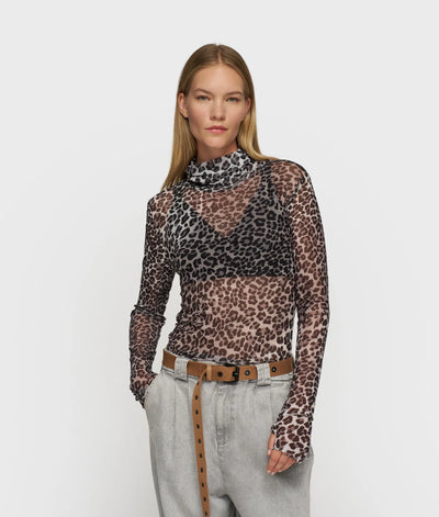 10DAYS Shirt - MESH LONG SLEEVE LEOPARD
