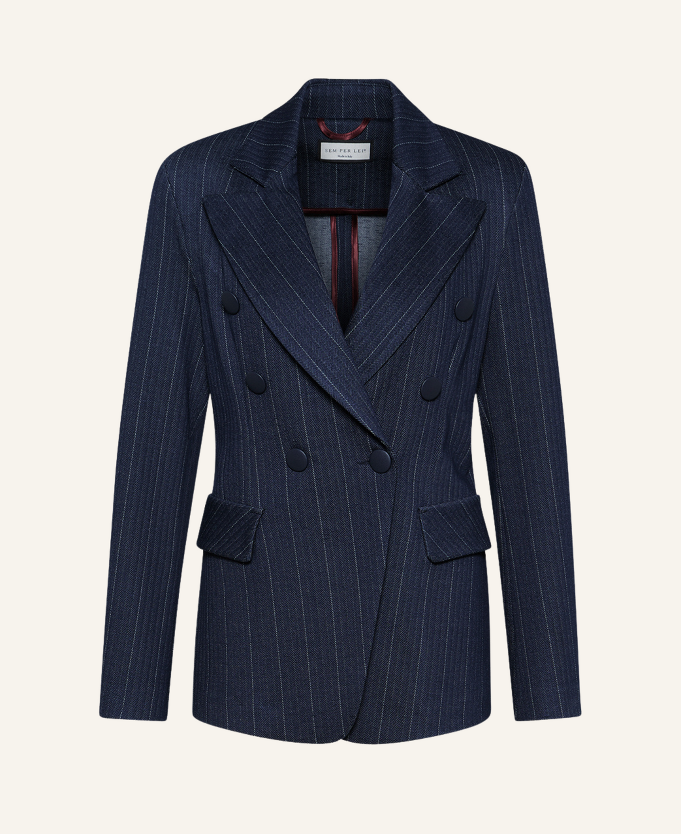 Sem per Lei Jeans-Blazer mit Nadelstreifen