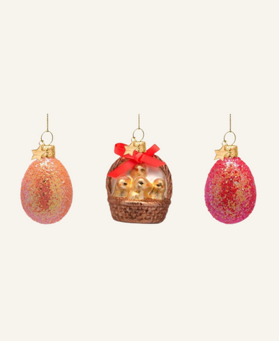 Vondels Osterschmuck Eier und Korb mit Küken