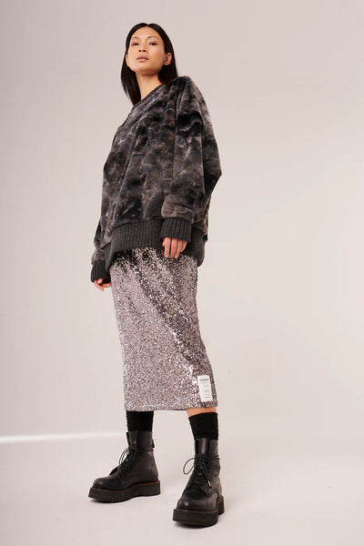 Liv Bergen Paillettenrock NY silver