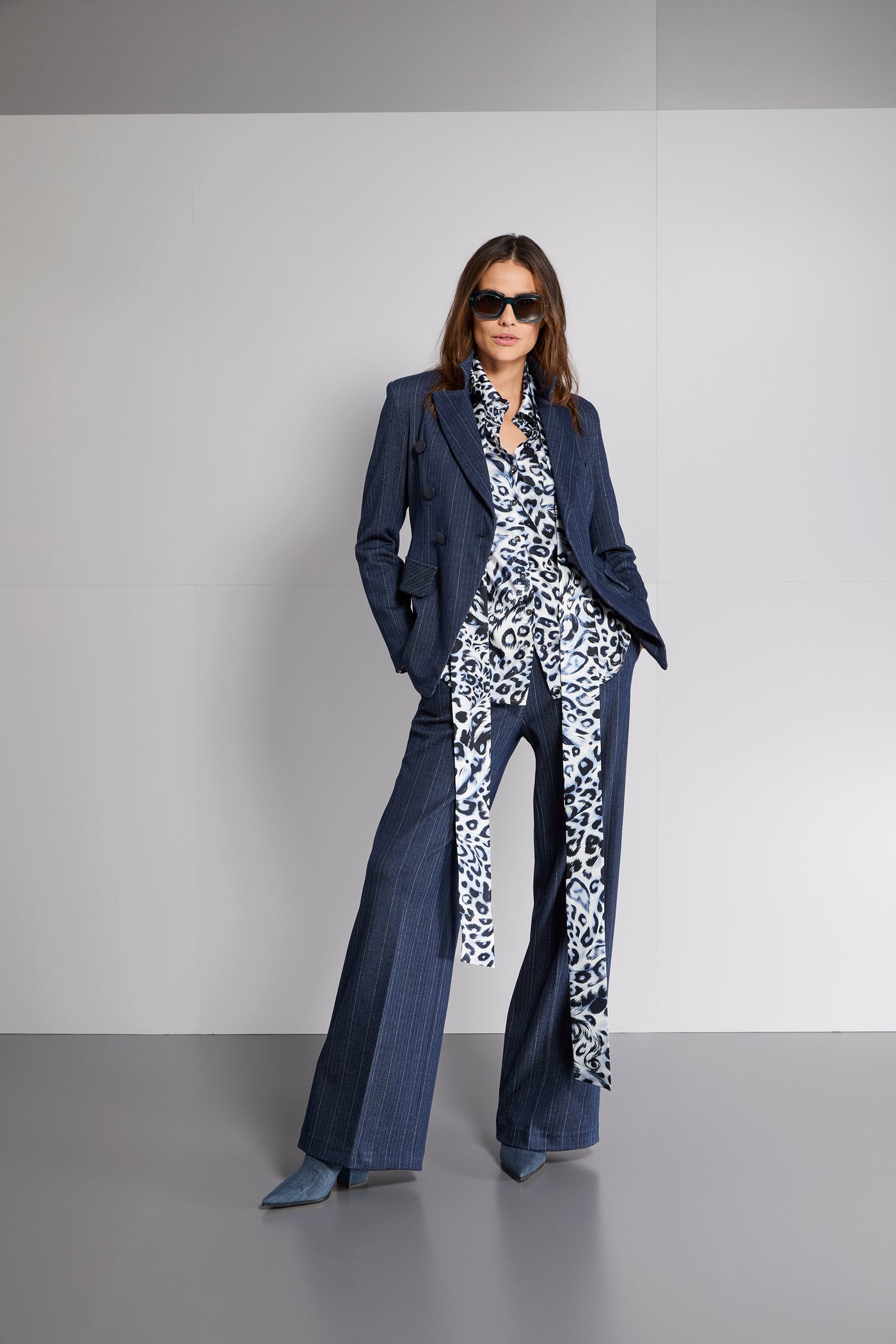 Sem per Lei Jeans-Blazer mit Nadelstreifen