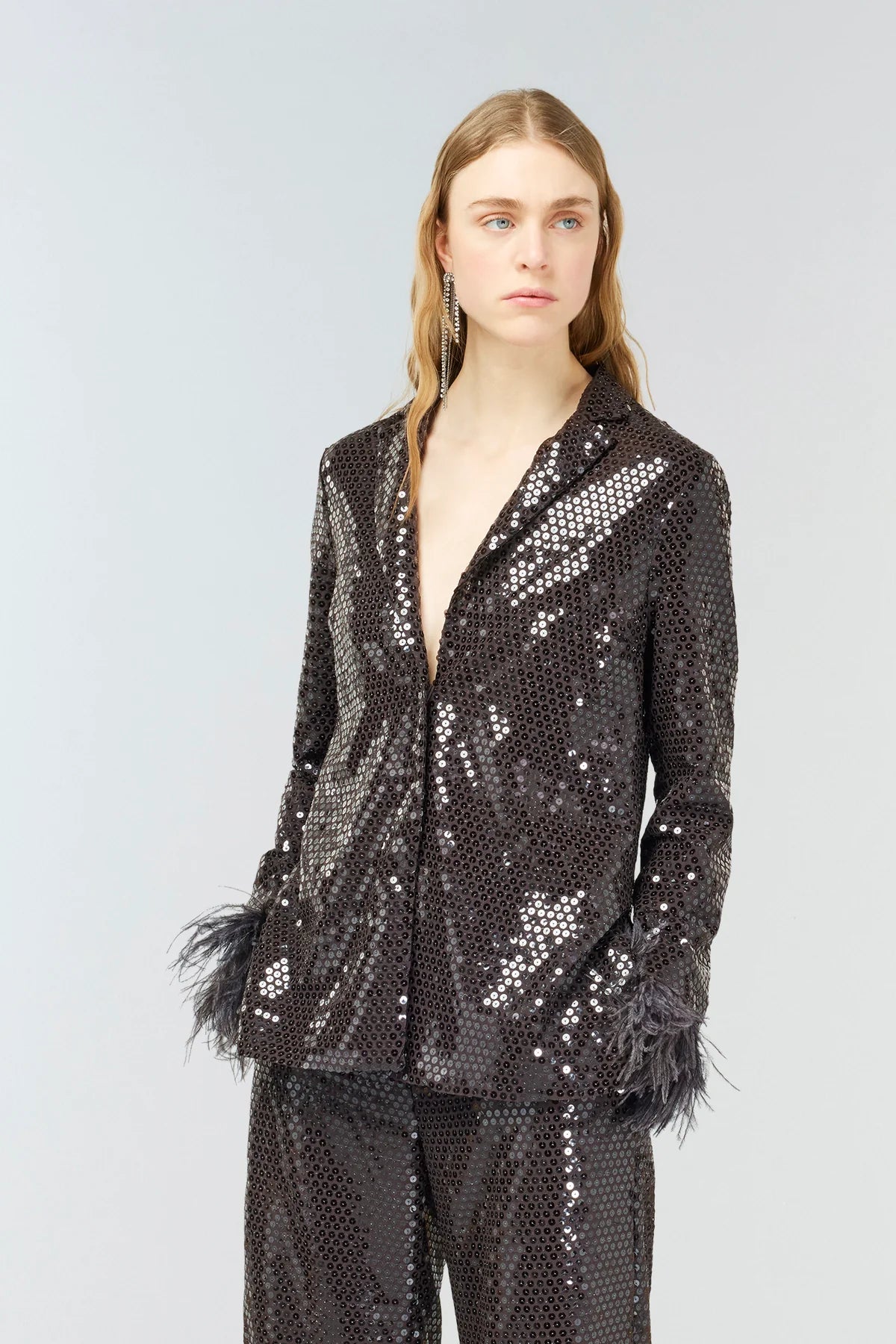 Semicouture Blazer Rosalie mit Federn und Pailletten