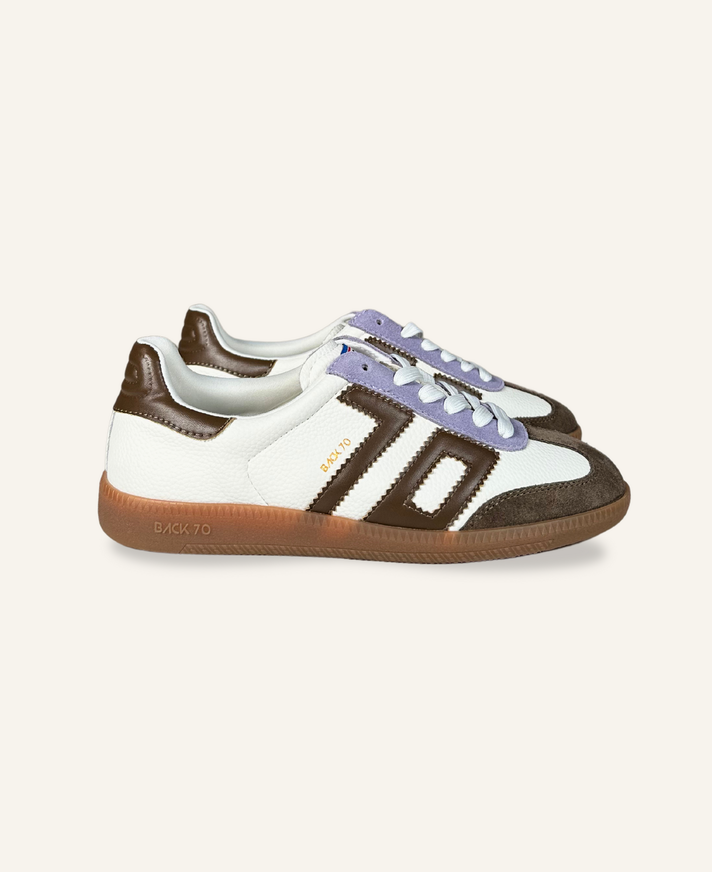 Back 70 Sneaker Cloud 53 white leather suede castagna-lilla
