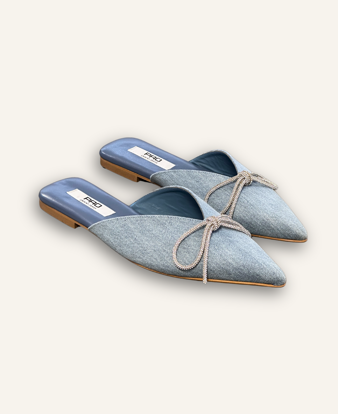 PAO Piano Zero  Denim-Slipper mit Strassschleife