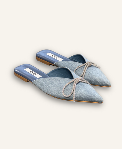 PAO Piano Zero  Denim-Slipper mit Strassschleife