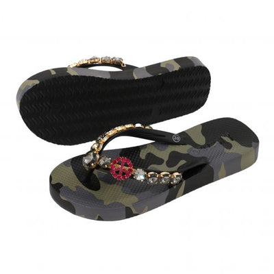 Moo'ilo Sandale mit Strass und Neopren-Clutch