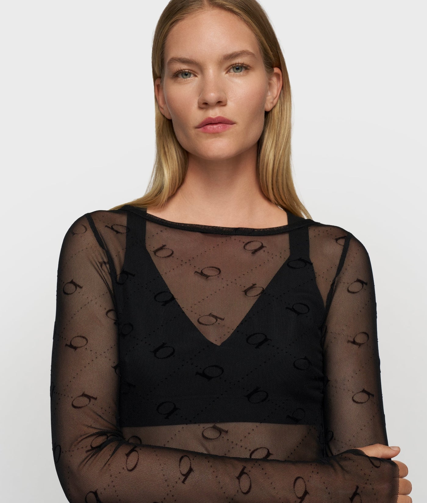 10DAYS Shirt - MESH LONG SLEEVE MONOGRAM