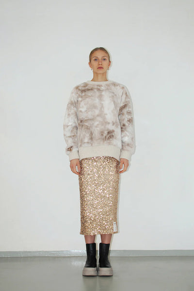 Liv Bergen Paillettenrock champagner