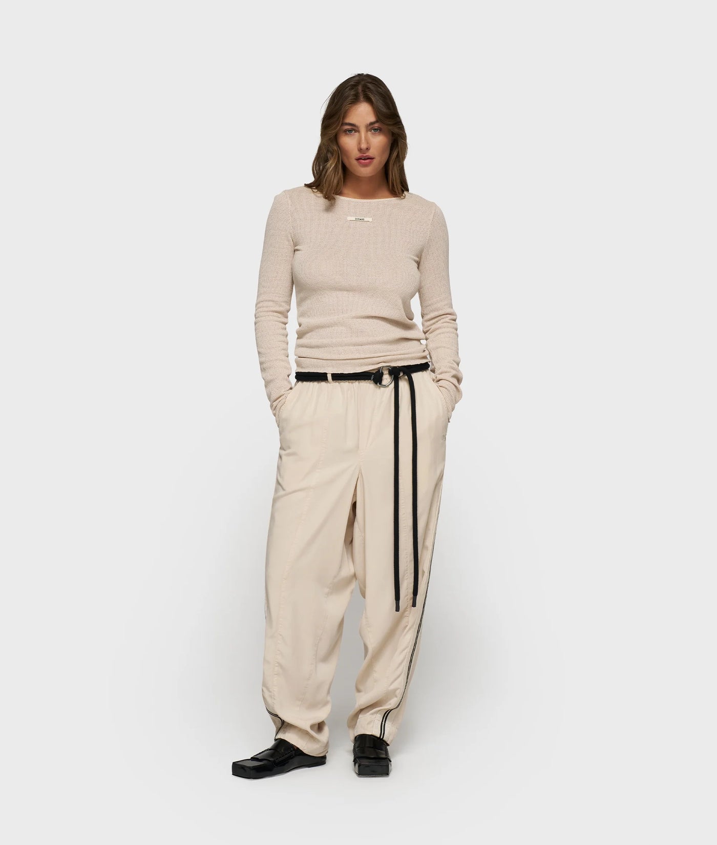 10DAYS Shirt - BOAT NECK LONG SLEEVE TEE MESH