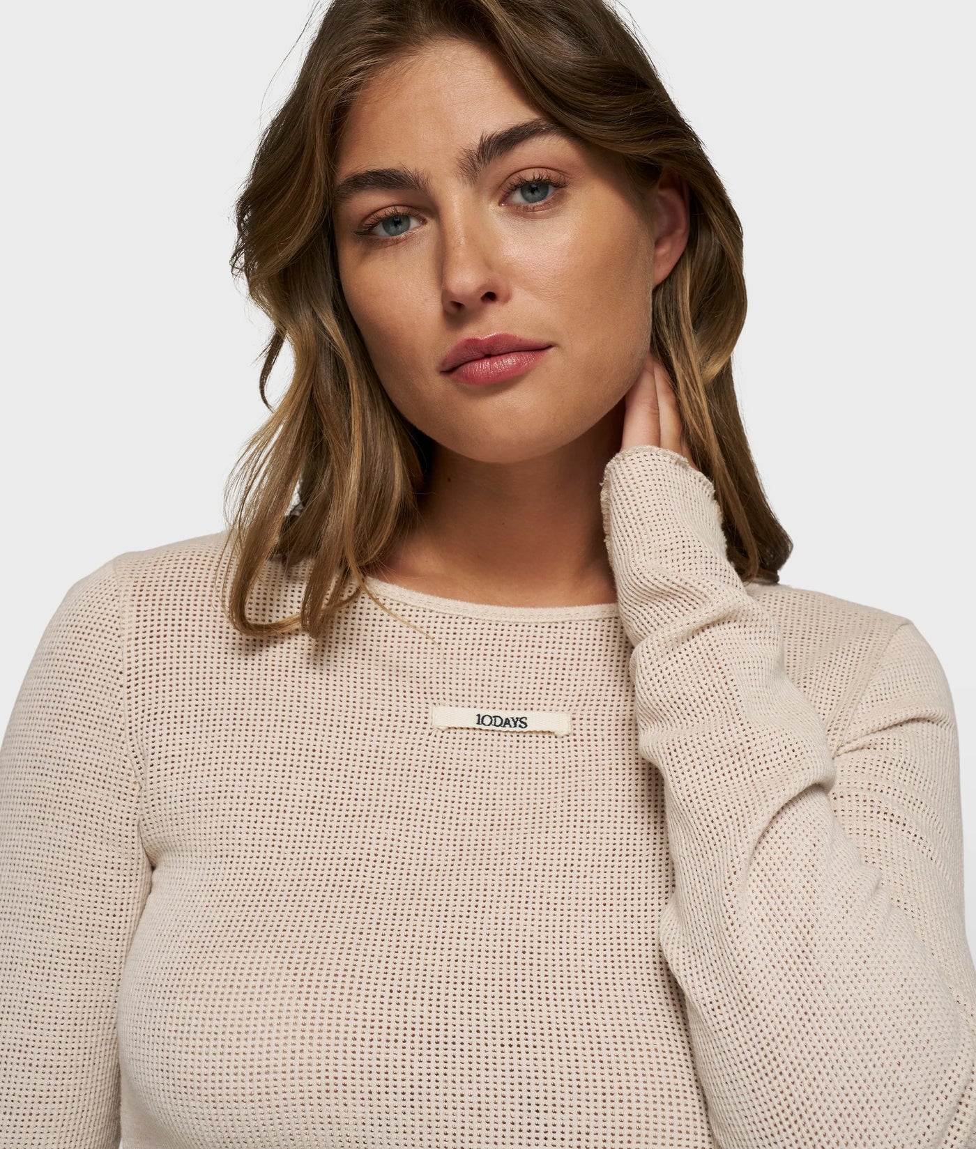 10DAYS Shirt - BOAT NECK LONG SLEEVE TEE MESH