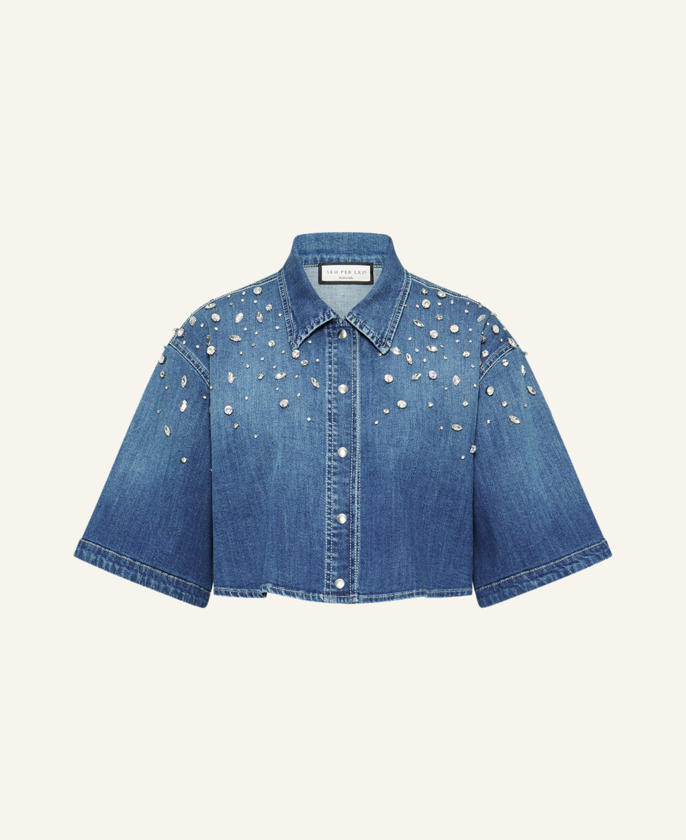 Sem per Lei Jeanshemd mit Strass