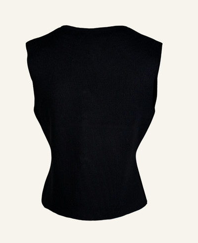 Strickweste Schwarz mit Schmuckknöpfen