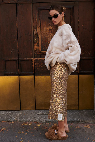 Liv Bergen Paillettenrock champagner
