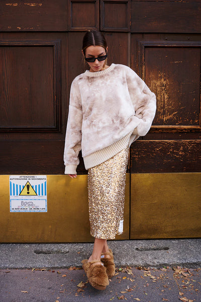 Liv Bergen Paillettenrock champagner