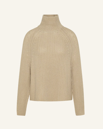 Sem per Lei Pullover mit Stehkragen camel