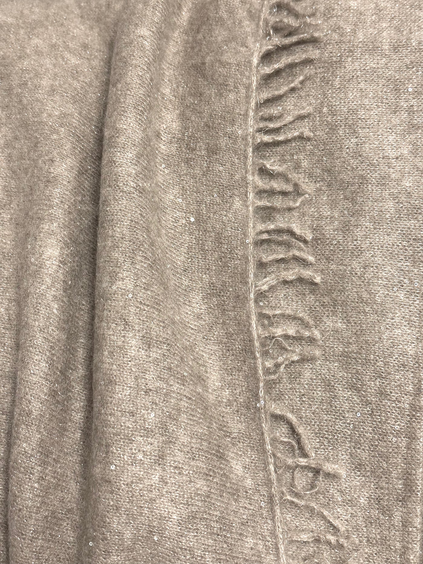 V von Goat Kaschmirschal Melange Brown White Glitter