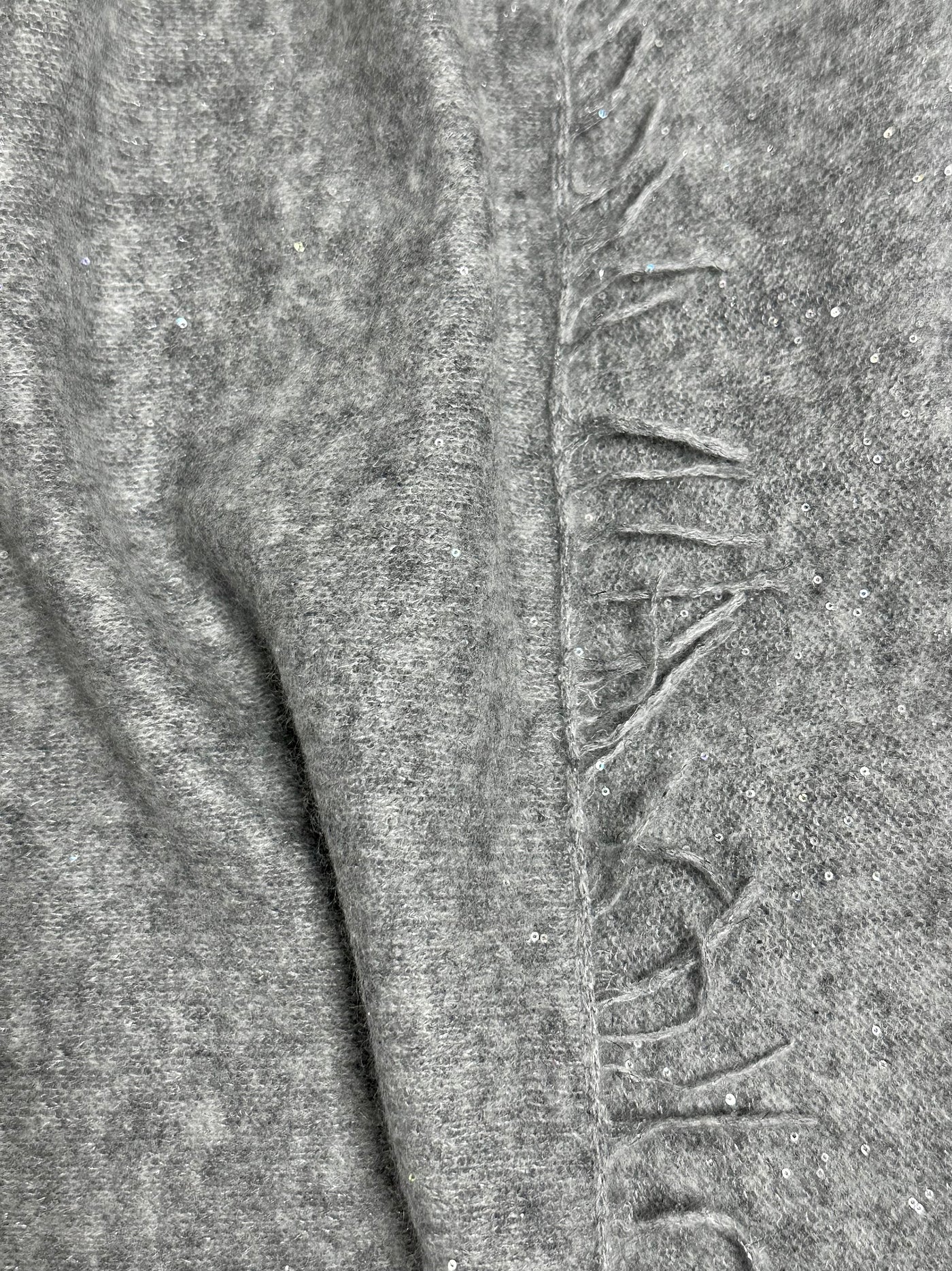 V von Goat Kaschmirschal Melange Medium Grey White Glitter