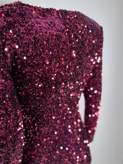 Kleid mit Pailletten Bordeaux