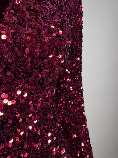 Kleid mit Pailletten Bordeaux