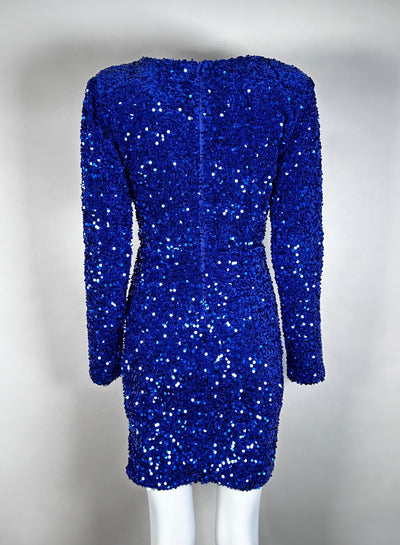 Kleid mit Pailletten Bleu Royal