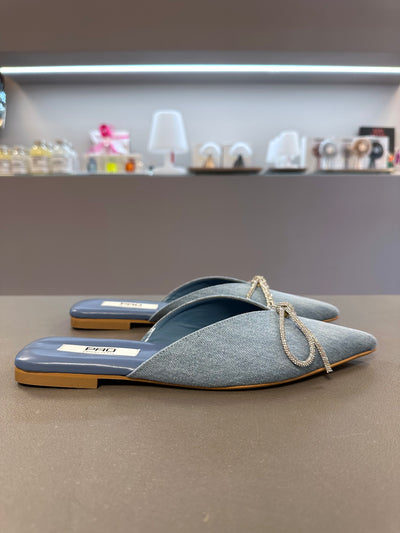 PAO Piano Zero  Denim-Slipper mit Strassschleife