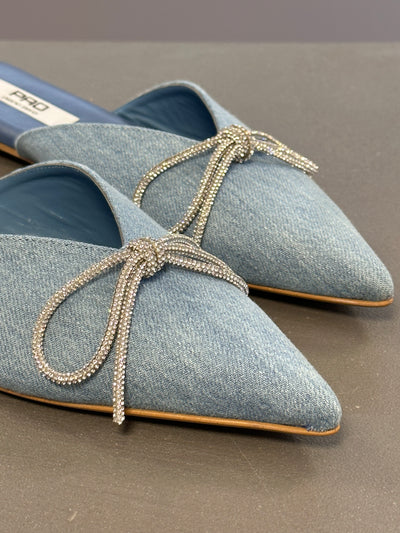 PAO Piano Zero  Denim-Slipper mit Strassschleife