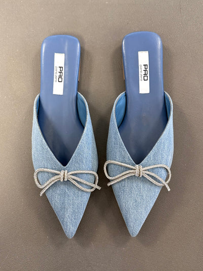 PAO Piano Zero  Denim-Slipper mit Strassschleife