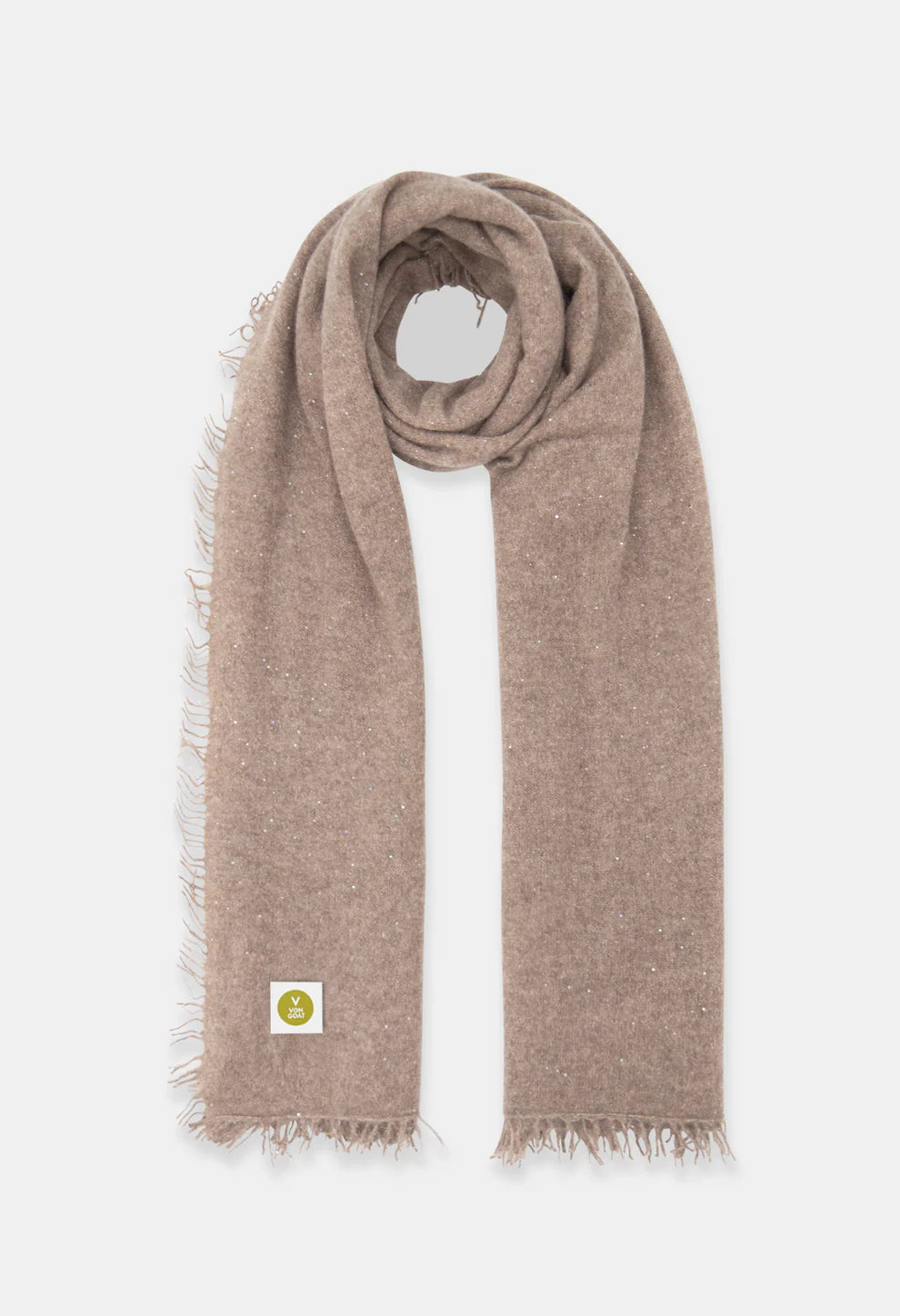 V von Goat Kaschmirschal Melange Brown White Glitter