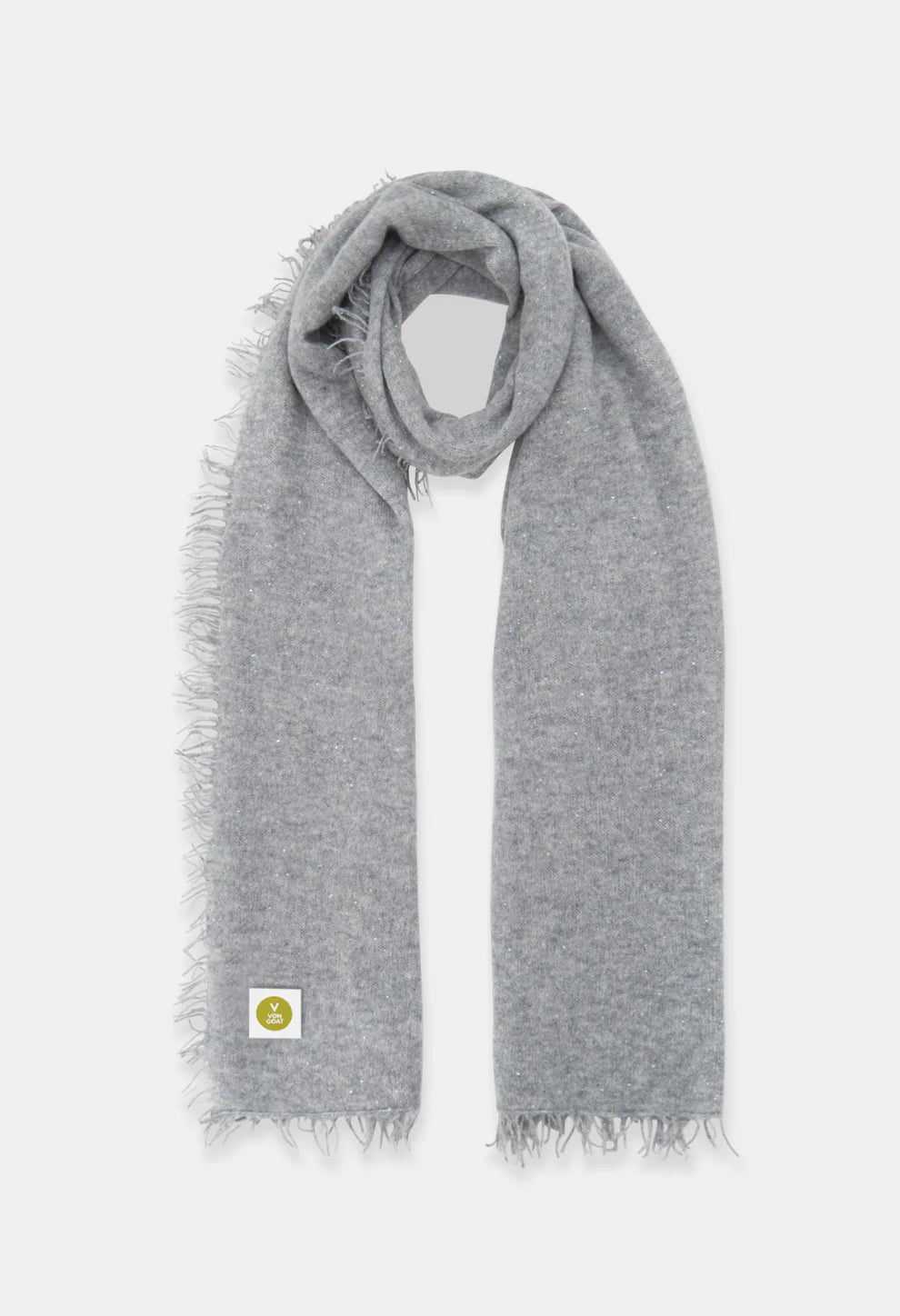 V von Goat Kaschmirschal Melange Medium Grey White Glitter