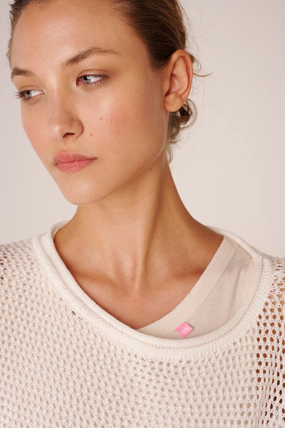 Liv Bergen Sweater Crochet weiß
