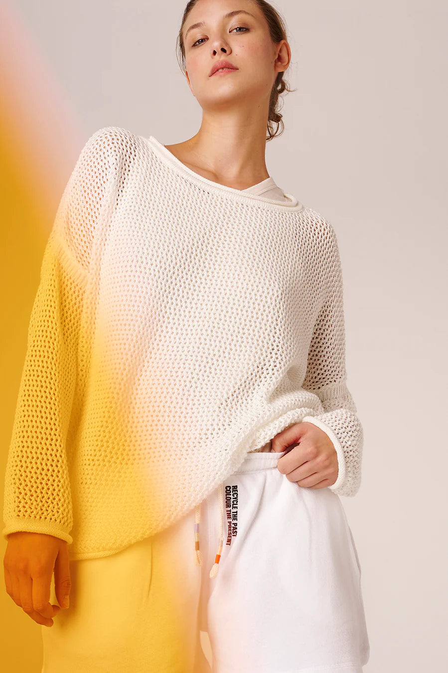 Liv Bergen Sweater Crochet weiß