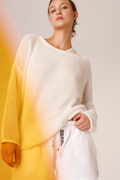 Liv Bergen Sweater Crochet weiß