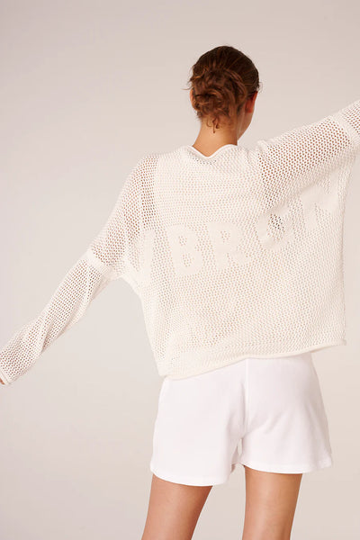 Liv Bergen Sweater Crochet weiß