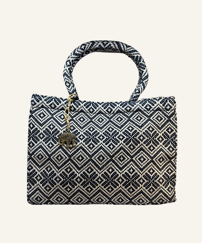 Anokhi Tasche Book Tote Large blue Muster