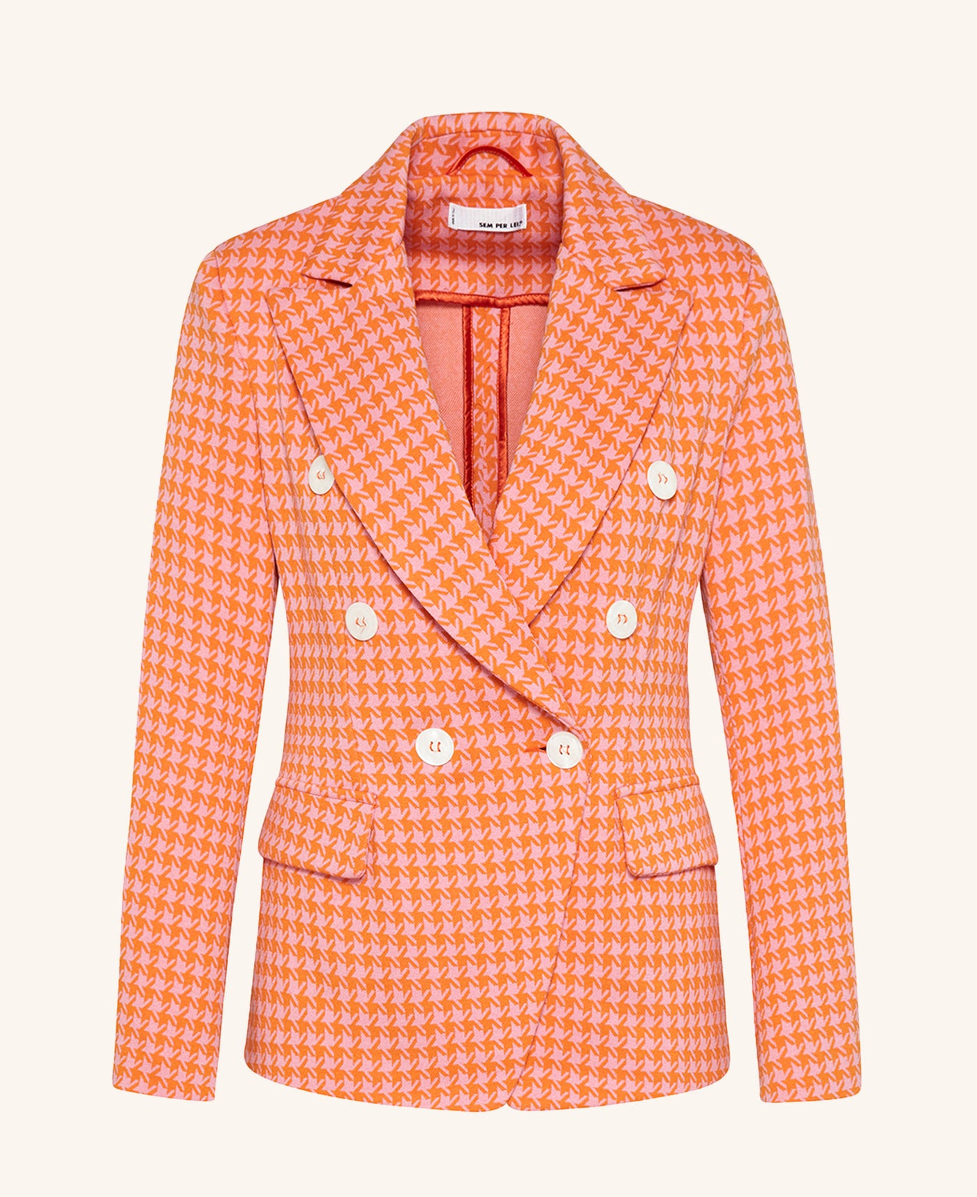 Sem Per Lei Blazer Hahnentrittmuster Orange/Rosa