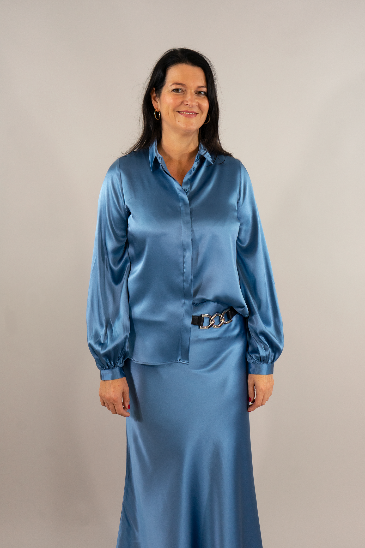 Charlotte Sparre Seidenbluse Simple Shirt Solid Blue