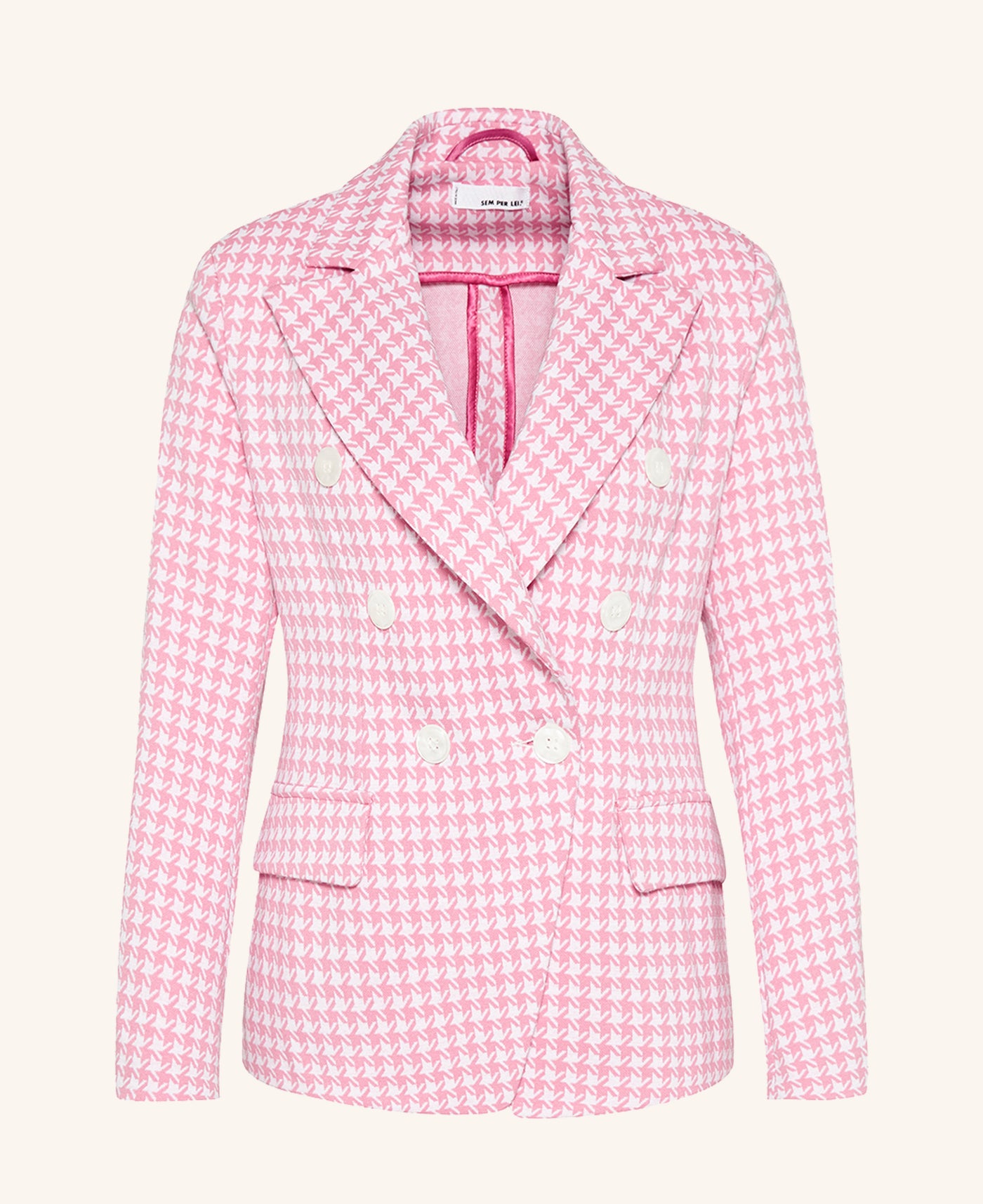 Sem Per Lei Blazer Hahnentrittmuster Rosa/Weiß