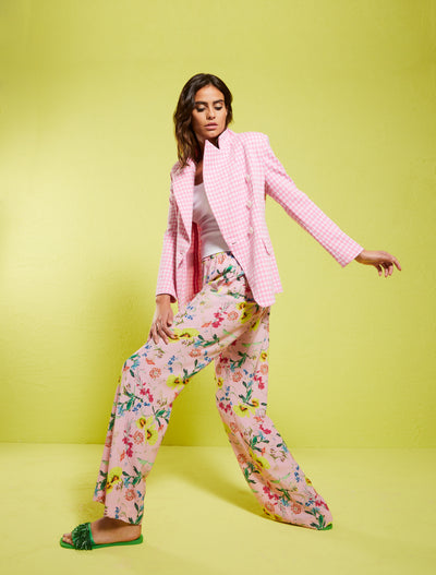 Sem Per Lei Blazer Hahnentrittmuster Rosa/Weiß
