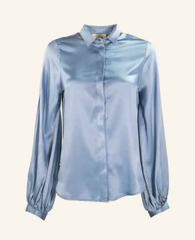 Charlotte Sparre Seidenbluse Simple Shirt Solid Blue