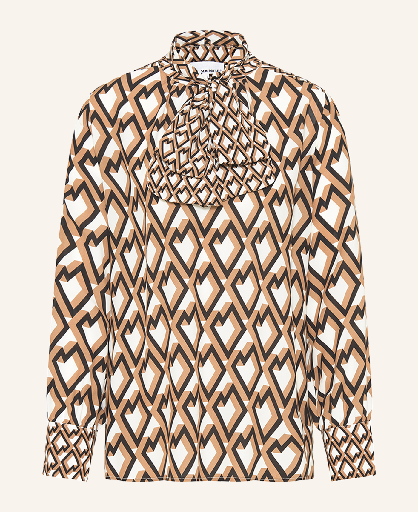 Sem per Lei Bluse mit Schluppe und geometrischem Muster