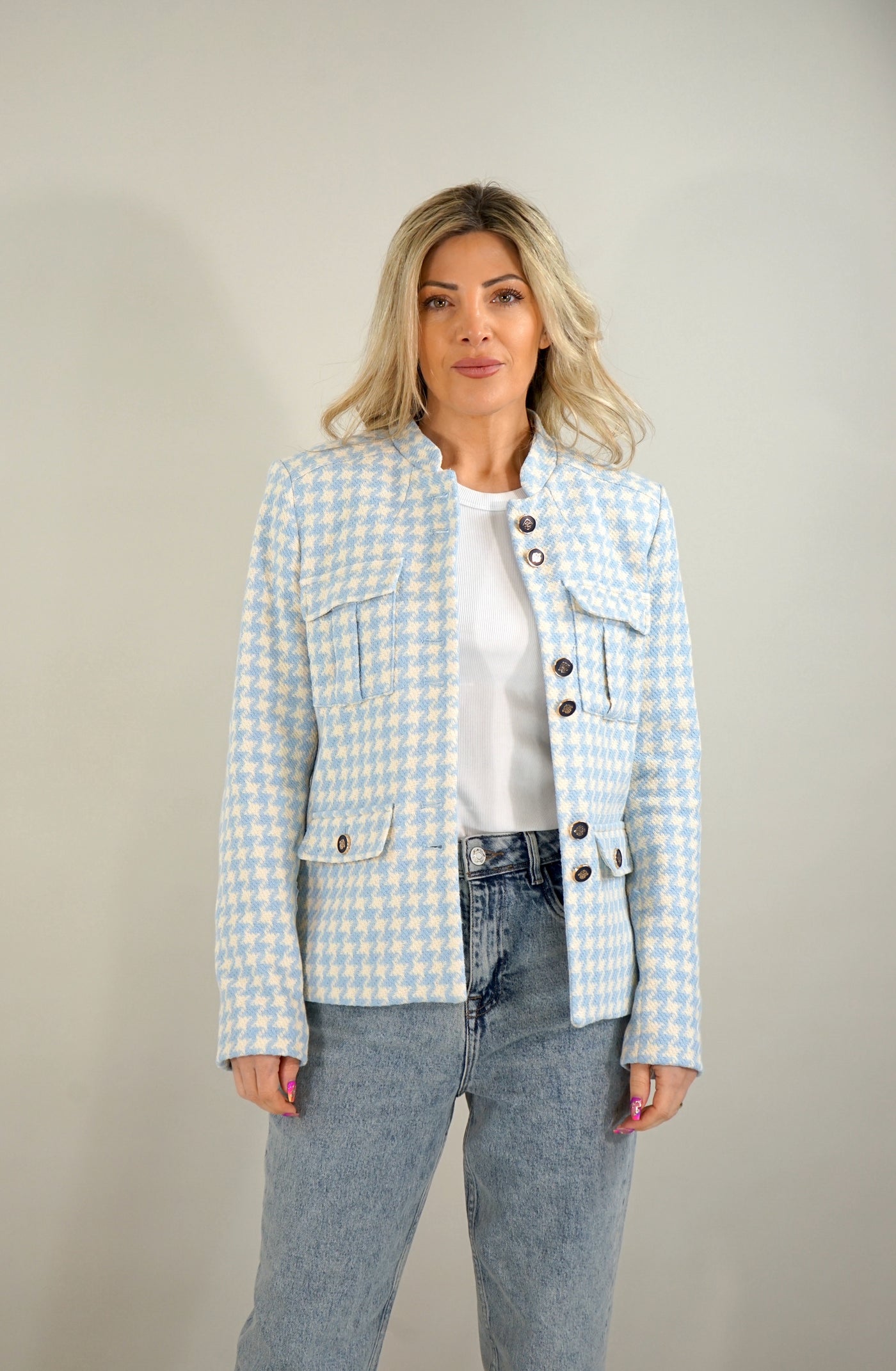 Mos Mosh Military-Blazer Iris Ester Jacket mit Hahnentrittmuster