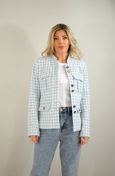 Mos Mosh Military-Blazer Iris Ester Jacket mit Hahnentrittmuster