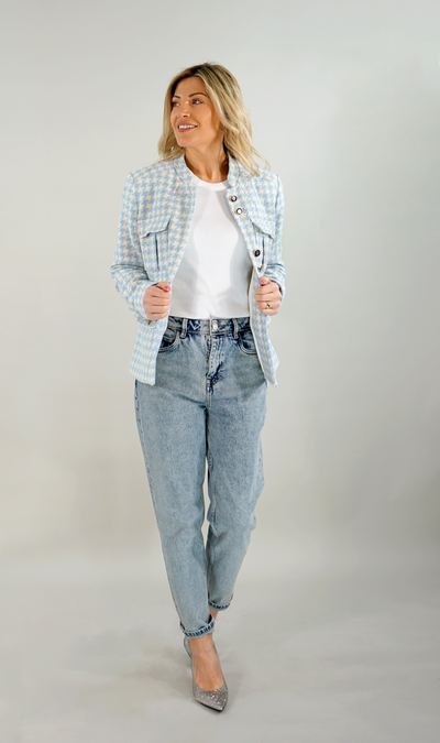 Mos Mosh Military-Blazer Iris Ester Jacket mit Hahnentrittmuster