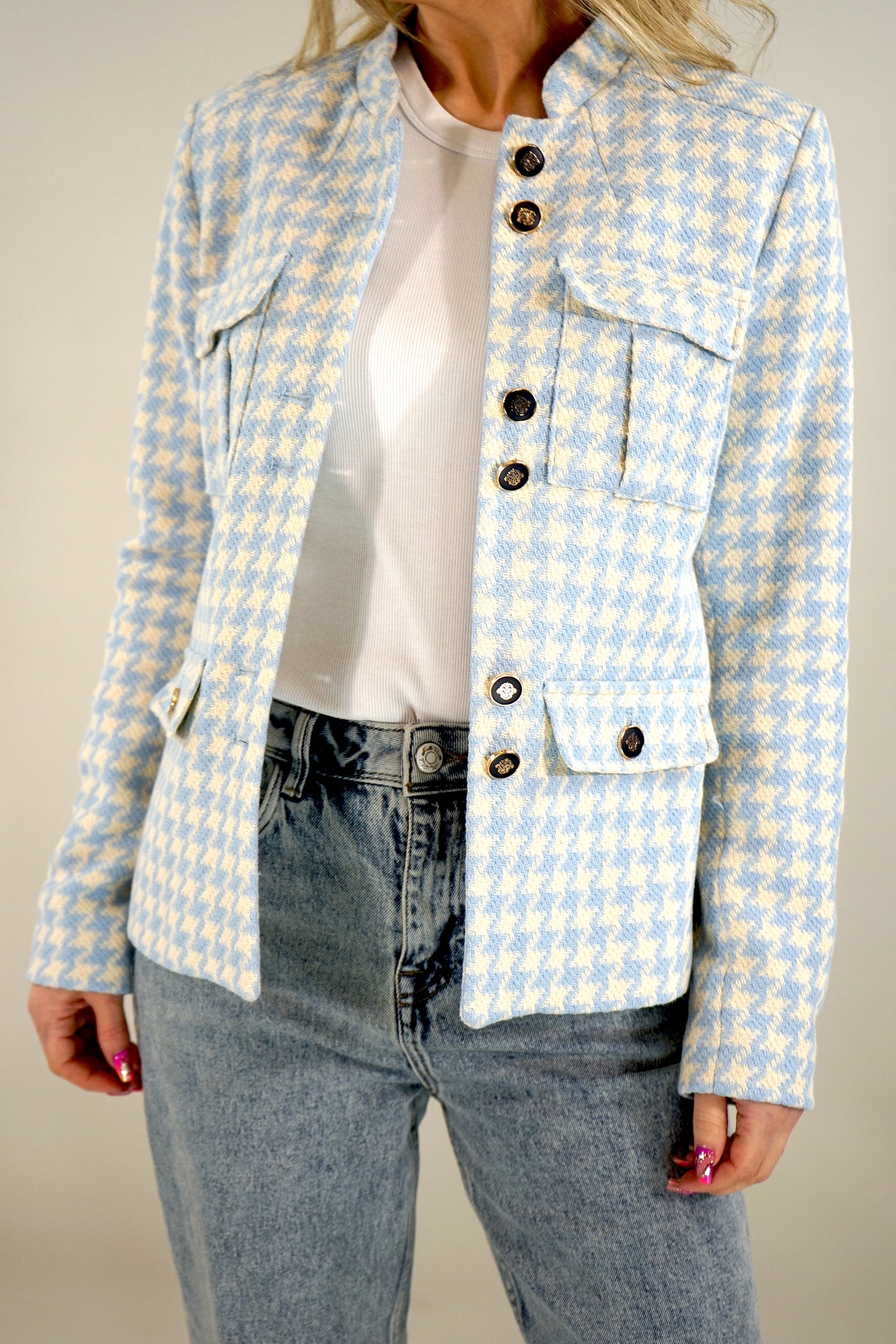 Mos Mosh Military-Blazer Iris Ester Jacket mit Hahnentrittmuster