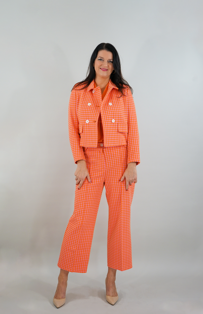 Sem Per Lei Culotte Hahnentrittmuster Orange/Rosa