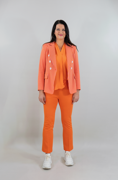 Sem Per Lei Blazer Hahnentrittmuster Orange/Rosa