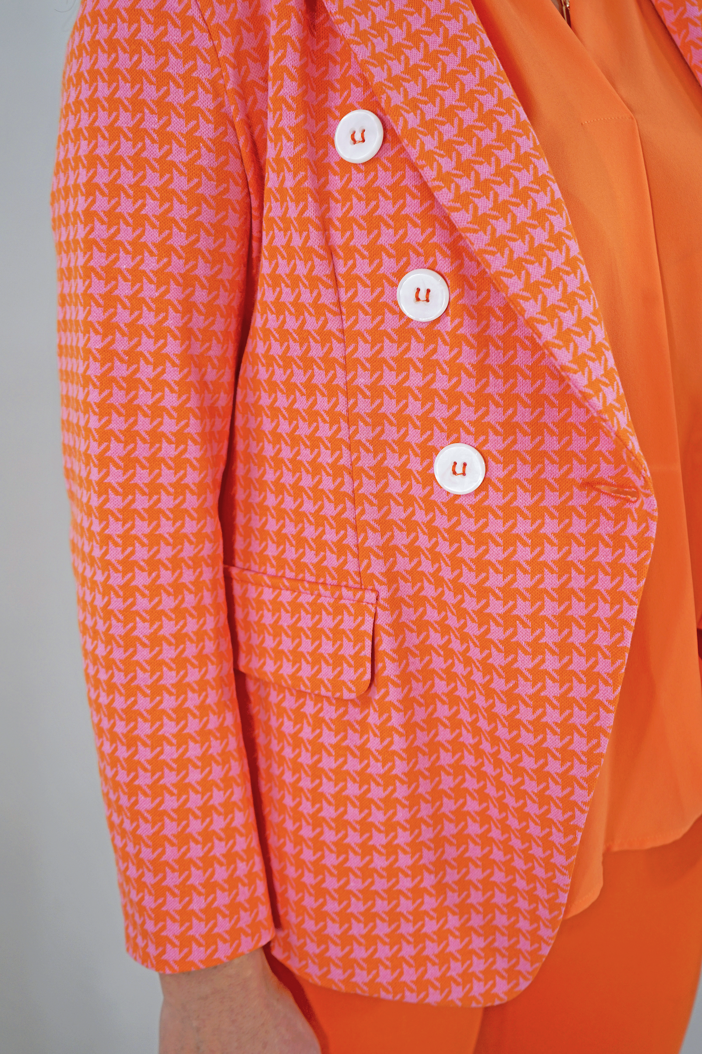 Sem Per Lei Blazer Hahnentrittmuster Orange/Rosa