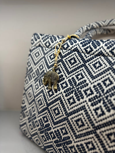 Anokhi Tasche Book Tote Large blue Muster