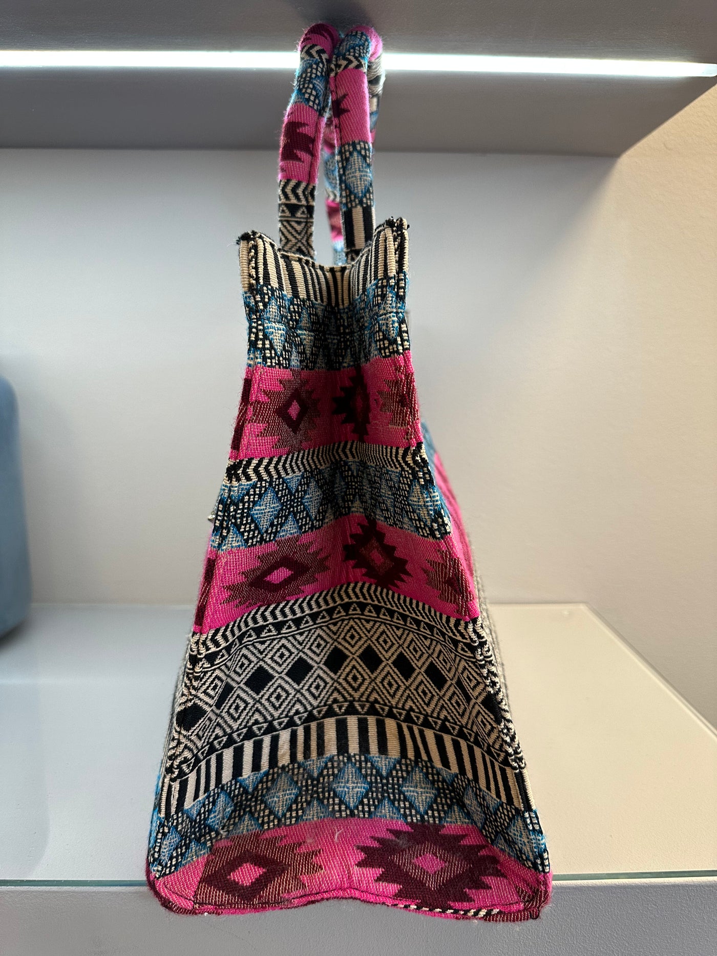Anokhi Tasche Book Tote Large pink Atzthekenmuster