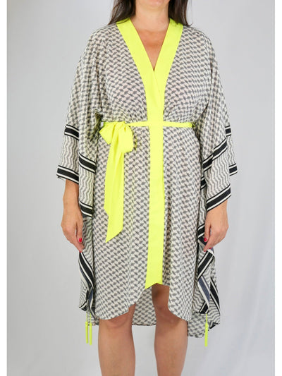 Be Mystique Seiden Kimono Desert Tribe Neon Yellow Engelsflügel Gold Long